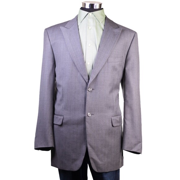Jones New York Mens Suit Jacket 44L Blazer Gray Pinstripe Business Formal - Picture 2 of 12